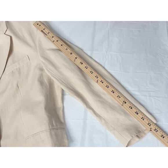 Theory Linen Galena Boxy Blazer Womens Small XS/S Cream Oversized Jacket - Picture 15 of 15